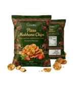 Pizza flavored roasted makhana chips in red premium pack