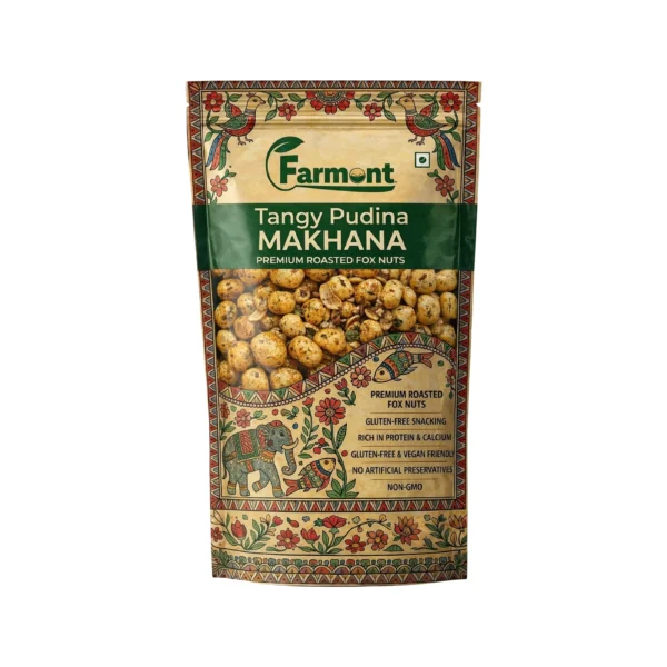 Tangy mint roasted makhana healthy snack pack